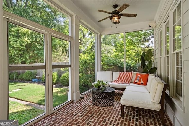 1070 Standard Dr NE, Brookhaven, GA 30319 - sunroom featuring ceiling fan and an outdoor living space