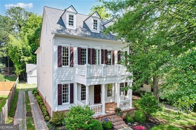 1070 Standard Dr NE, Brookhaven, GA 30319 - view of front of house featuring a balcony, a porch, and a shingled roof