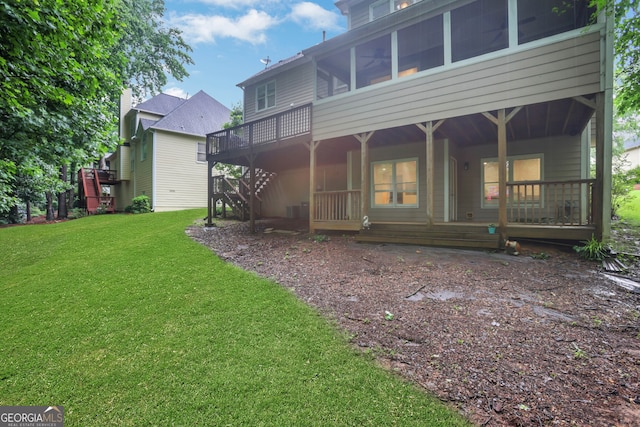 11280 Brookhollow Trl, Alpharetta, GA 30022 - rear view of property featuring a yard and a wooden deck