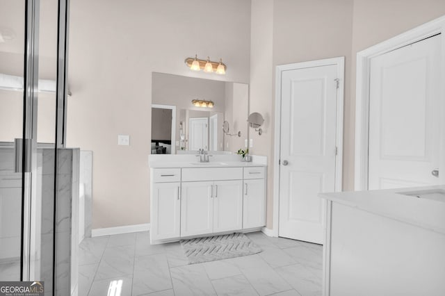 5910 Terrace Bend Way, Peachtree Corners, GA 30092 - bathroom with vanity and marble look tile flooring