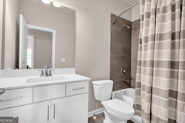 5910 Terrace Bend Way, Peachtree Corners, GA 30092 - full bathroom featuring vanity and shower / bath combo with shower curtain