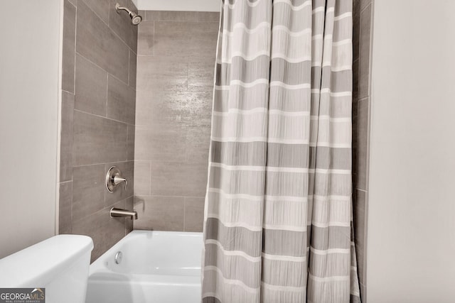 5910 Terrace Bend Way, Peachtree Corners, GA 30092 - full bathroom featuring shower / bath combo with shower curtain and toilet