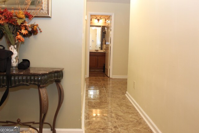 5574 Mccrossin Cir, Lithonia, GA 30038 - hall with light marble finish floors and baseboards
