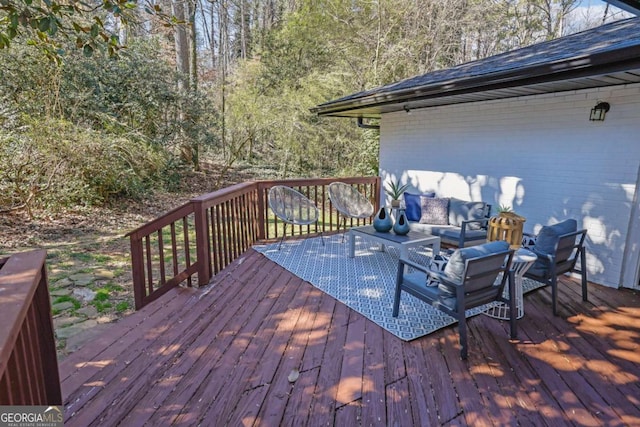696 Kenilworth Cir, Stone Mountain, GA 30083 - wooden terrace featuring an outdoor hangout area
