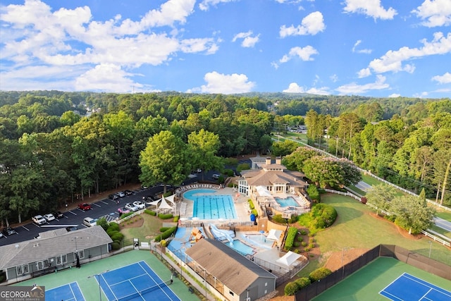 979 Pathview Ct, Dacula, GA 30019 - drone / aerial view of a forest and a pool area