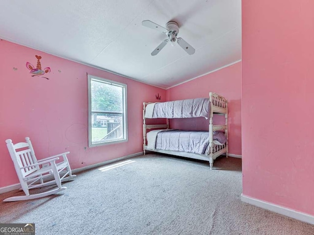 108 Casual Ridge Run, Jasper, GA 30143 - carpeted bedroom with vaulted ceiling, baseboards, and a ceiling fan