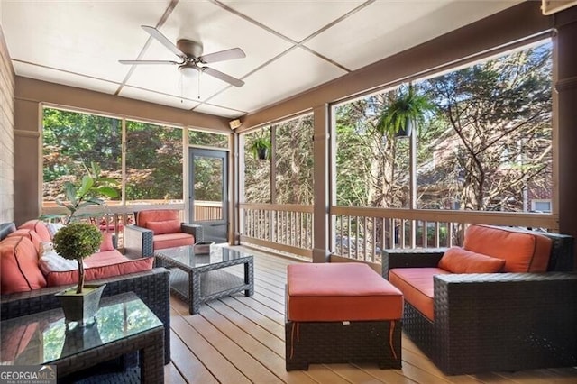 1860 Hill Chase, Alpharetta, GA 30022 - sunroom with outdoor lounge area and ceiling fan