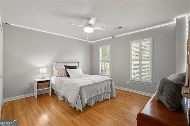 1860 Hill Chase, Alpharetta, GA 30022 - bedroom with baseboards, light wood-style floors, and a ceiling fan