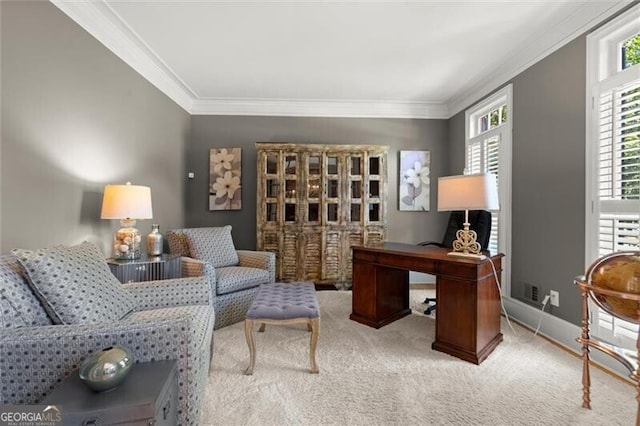 1860 Hill Chase, Alpharetta, GA 30022 - carpeted office space featuring ornamental molding, plenty of natural light, and baseboards