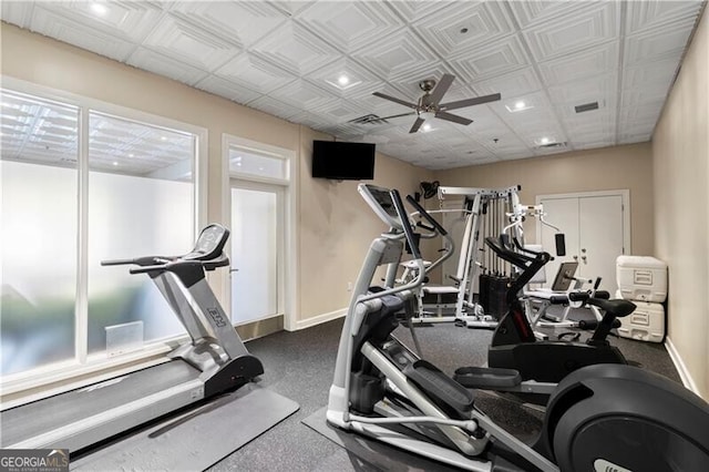 1860 Hill Chase, Alpharetta, GA 30022 - workout area featuring a ceiling fan and baseboards