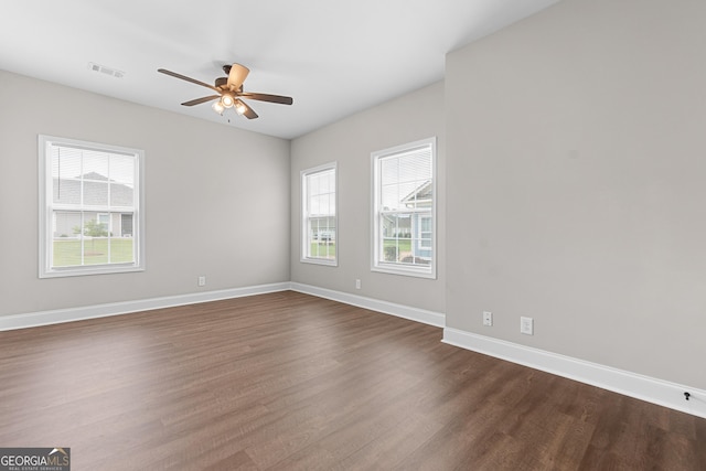 488 Nandina Ct, Warner Robins, GA 31088 - empty room featuring dark wood finished floors and a ceiling fan