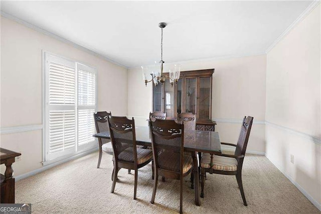3589 Stone Ridge Trl, Douglasville, GA 30134 - dining room with a chandelier, ornamental molding, and carpet