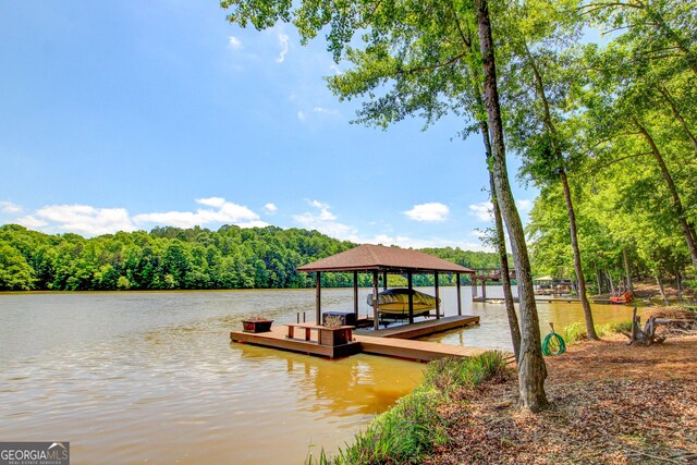 496 Cedar Valley Dr, Wedowee, AL 36278 - dock area with a water view, boat lift, and a wooded view