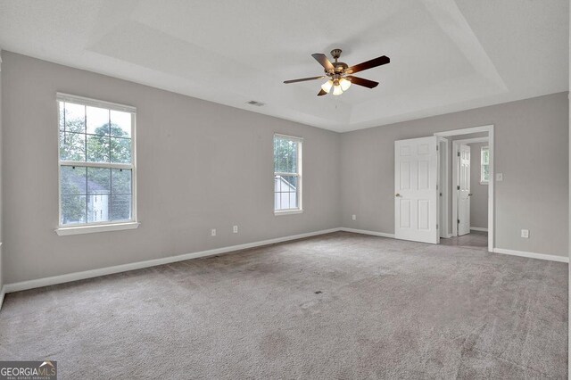 3885 Riverview Chase Blf, Ellenwood, GA 30294 - unfurnished room with a raised ceiling, healthy amount of natural light, a ceiling fan, and baseboards