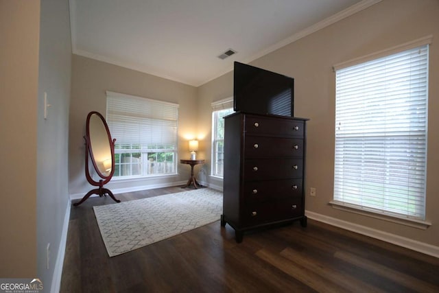 262 Devynwood Ln, Dallas, GA 30157 - bedroom featuring dark wood-style flooring and ornamental molding