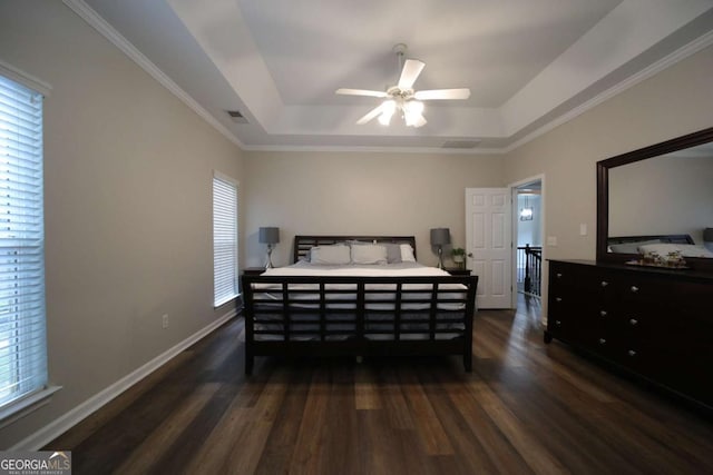 262 Devynwood Ln, Dallas, GA 30157 - bedroom featuring a tray ceiling, wood finished floors, and multiple windows