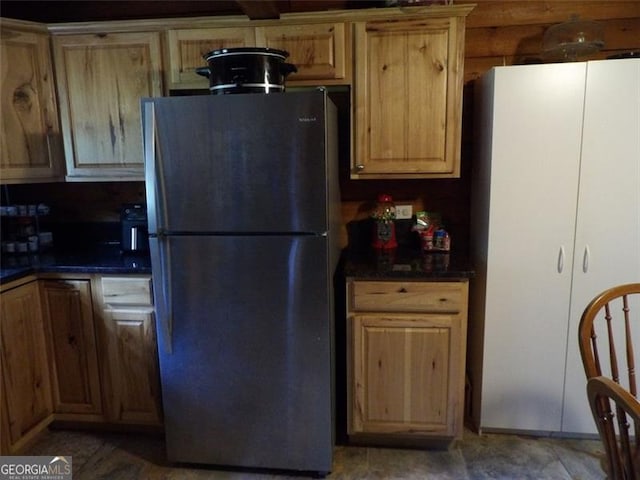 3096 Campground Rd, Winston, GA 30187 - kitchen featuring freestanding refrigerator and dark countertops