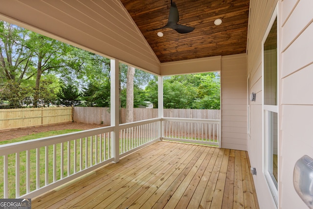 1036 Dell Ave SE, Smyrna, GA 30080 - deck featuring a fenced backyard and ceiling fan