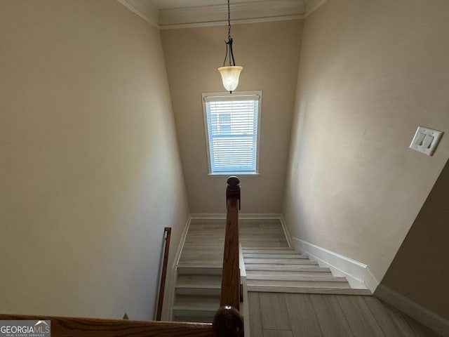 3020 Whitfield Ave, Cumming, GA 30040 - stairway with crown molding and wood finished floors