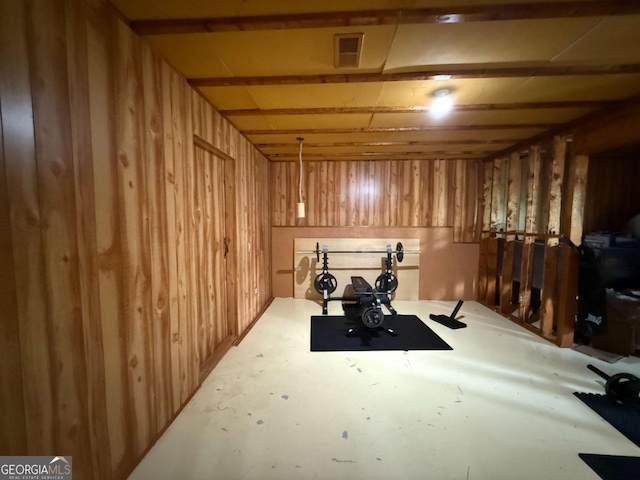 3020 Whitfield Ave, Cumming, GA 30040 - workout area featuring wooden walls