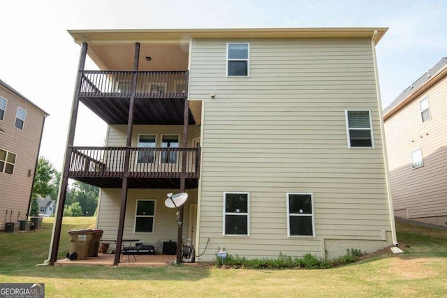 3020 Whitfield Ave, Cumming, GA 30040 - back of property with a balcony, a yard, and a patio