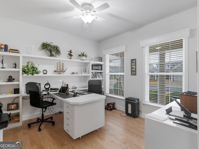110 Chinkapin Ct, Griffin, GA 30223 - office space with ceiling fan, light wood-type flooring, and baseboards