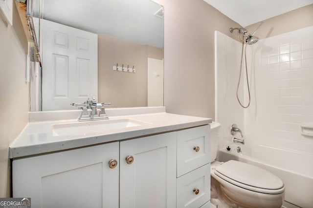 2220 Runnymead Rdg SE, Marietta, GA 30067 - bathroom featuring toilet, vanity, and tub / shower combination