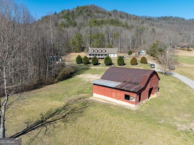 1420 Bridge Creek Rd, Tiger, GA 30576 - aerial view of property and surrounding area featuring a heavily wooded area and a mountainous background