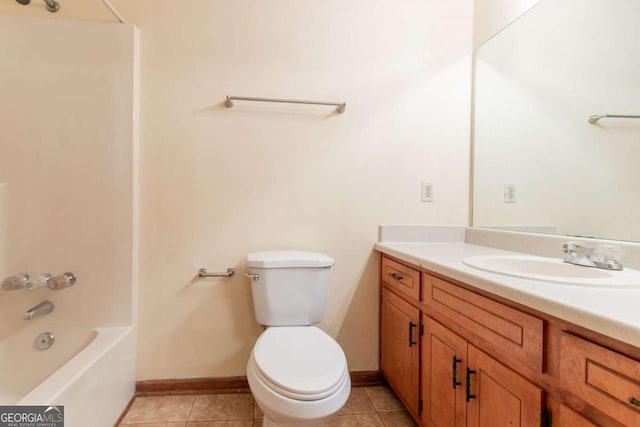 3440 Quinn Ridge Dr, Snellville, GA 30039 - bathroom with vanity, tile patterned floors, and shower / bath combination