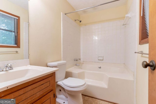 3440 Quinn Ridge Dr, Snellville, GA 30039 - bathroom featuring bathing tub / shower combination, vanity, and tile patterned flooring