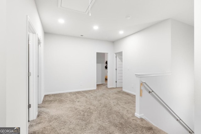 187 Lyndhurst Dr, Bethlehem, GA 30620 - spare room with light colored carpet, recessed lighting, and attic access