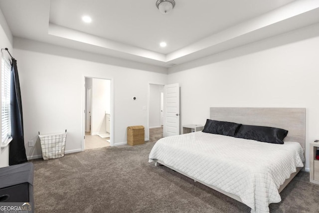 187 Lyndhurst Dr, Bethlehem, GA 30620 - bedroom featuring carpet floors, a tray ceiling, and recessed lighting