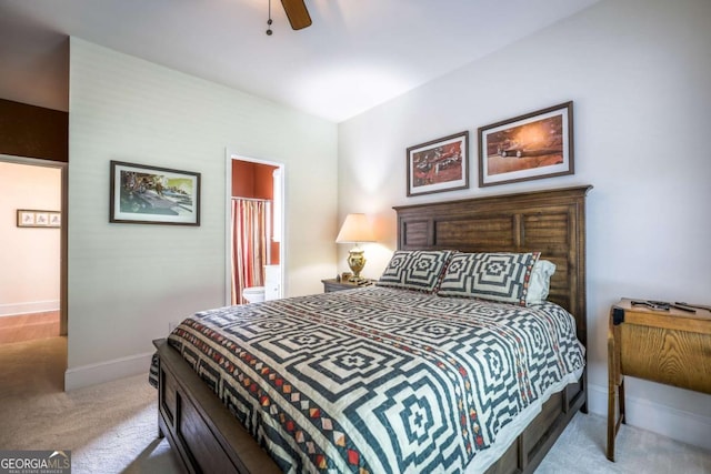 1997 Shaker Falls Ln, Lawrenceville, GA 30045 - carpeted bedroom with baseboards, a ceiling fan, and ensuite bath