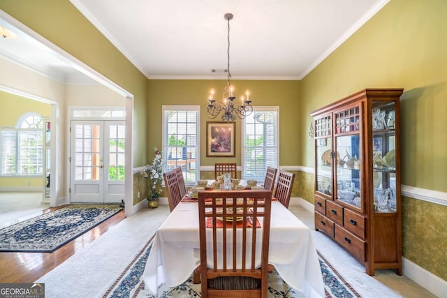 1997 Shaker Falls Ln, Lawrenceville, GA 30045 - dining room featuring a chandelier, crown molding, and baseboards