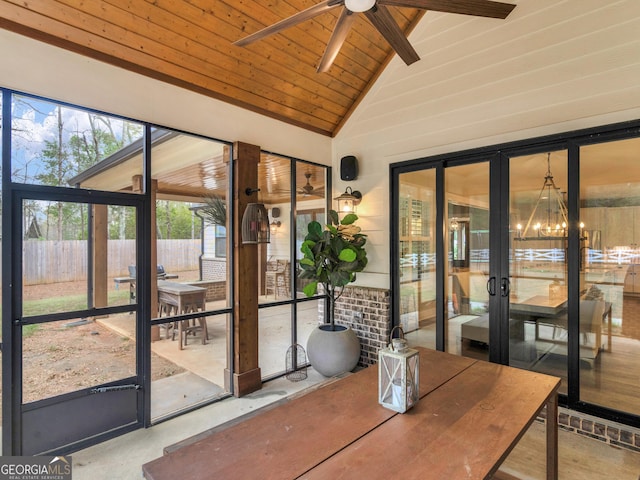 319 S Mount Carmel Rd, Mcdonough, GA 30253 - unfurnished sunroom featuring ceiling fan and a chandelier