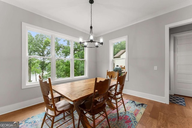 4847 Destitute Way, Gainesville, GA 30506 - dining room with a chandelier, baseboards, and wood finished floors