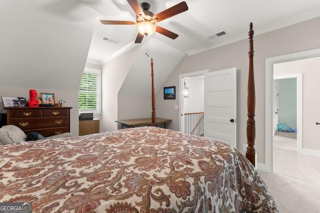 4847 Destitute Way, Gainesville, GA 30506 - carpeted bedroom featuring lofted ceiling and a ceiling fan