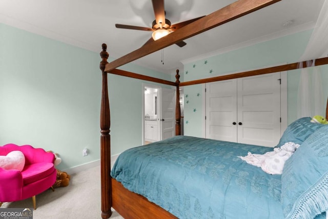 4847 Destitute Way, Gainesville, GA 30506 - carpeted bedroom with ensuite bath, baseboards, and ceiling fan