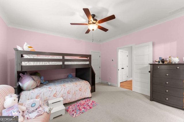 4847 Destitute Way, Gainesville, GA 30506 - carpeted bedroom featuring crown molding, a ceiling fan, and baseboards
