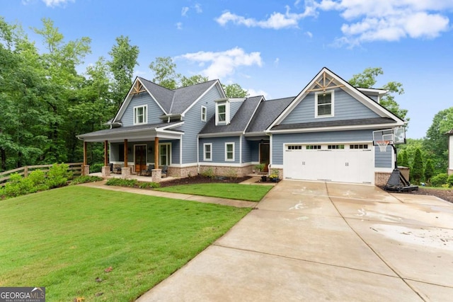 4847 Destitute Way, Gainesville, GA 30506 - craftsman house with a porch, concrete driveway, stone siding, and roof with shingles