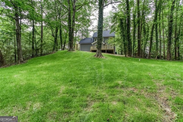 4806 Deer Chase, Powder Springs, GA 30127 - view of grassy yard featuring a wooden deck