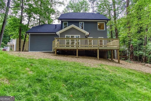 4806 Deer Chase, Powder Springs, GA 30127 - back of property featuring a wooden deck and a yard