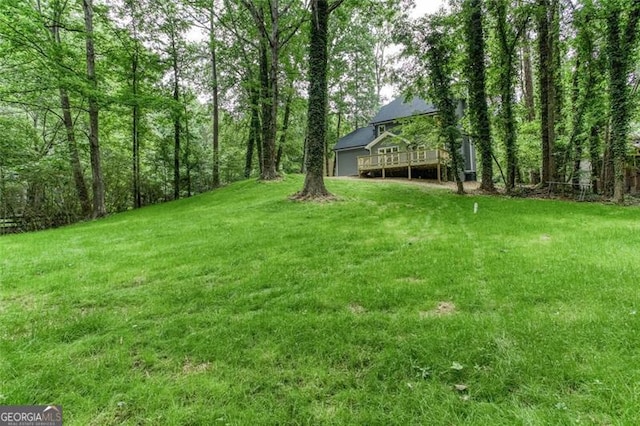 4806 Deer Chase, Powder Springs, GA 30127 - view of green lawn featuring a wooden deck