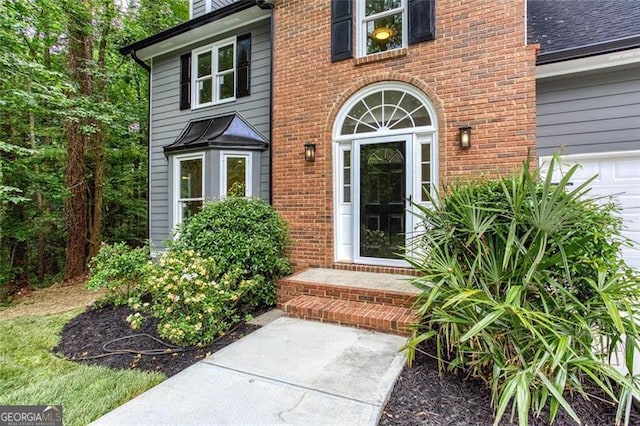 4806 Deer Chase, Powder Springs, GA 30127 - doorway to property with brick siding, a chimney, and a shingled roof