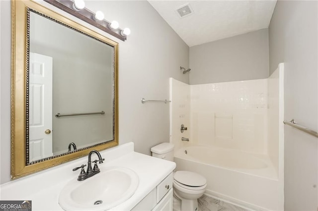 6073 Camden Forrest Dr, Riverdale, GA 30296 - bathroom featuring vanity, shower / washtub combination, and a textured ceiling