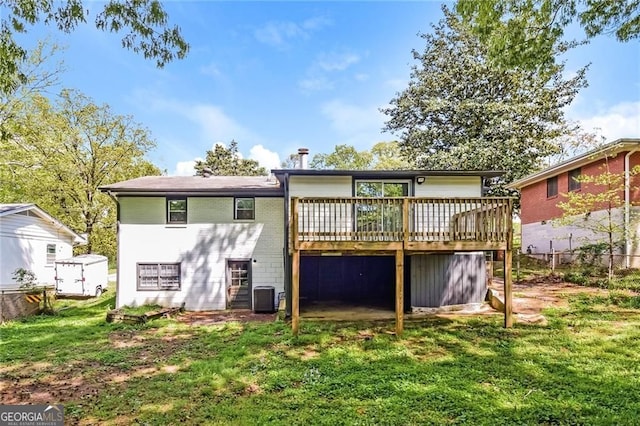 4309 Gilbert Pl, Forest Park, GA 30297 - back of house with a deck, central AC unit, and a yard