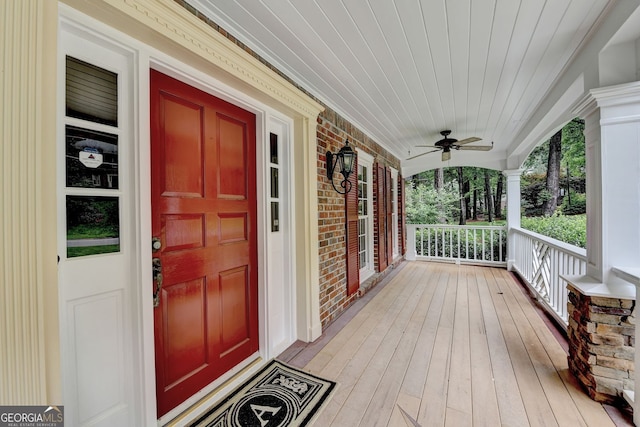 5507 Martina Way, Dunwoody, GA 30338 - wooden porch featuring ceiling fan
