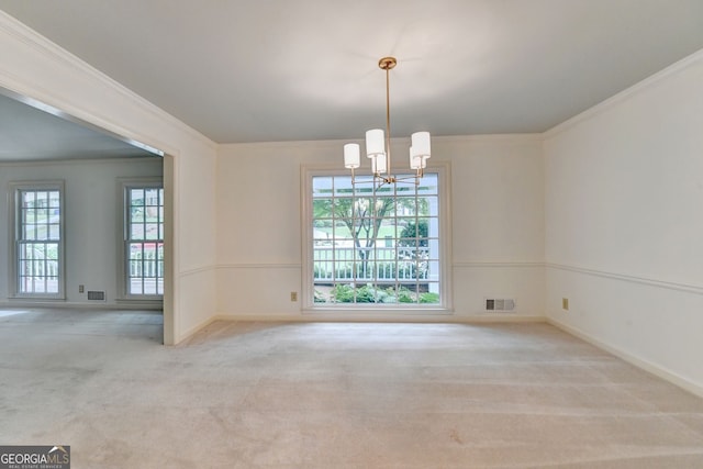 5507 Martina Way, Dunwoody, GA 30338 - carpeted empty room featuring crown molding and a chandelier