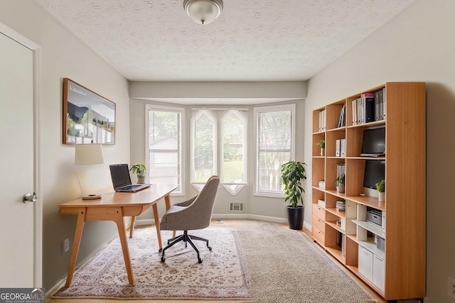 2218 Lowtrail Ct, Lithonia, GA 30058 - office space featuring baseboards, a textured ceiling, and carpet