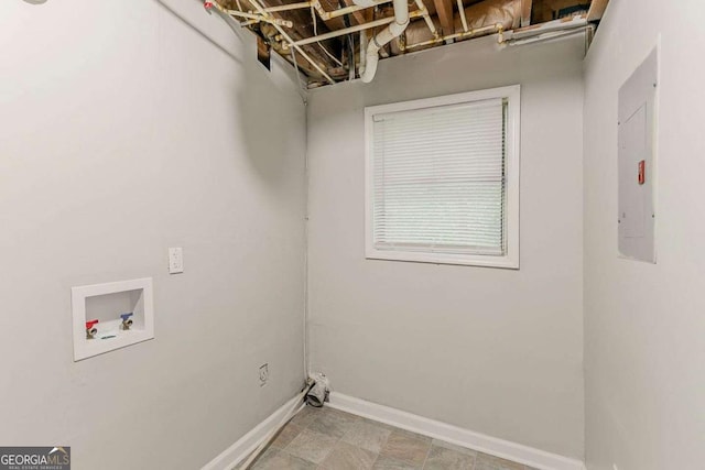 2218 Lowtrail Ct, Lithonia, GA 30058 - washroom with electric panel, washer hookup, and baseboards